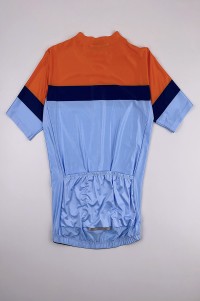 Order Round Neck Short Sleeve Race Cycling Shirt Design Moisture Wicking Contrast Color Cycling Shirt Cycling Shirt Garment Factory SKCSCP018 front view